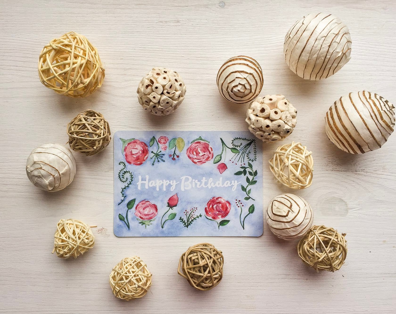 Листівка Квіти на синьому (Happy Birthday), фото - 1