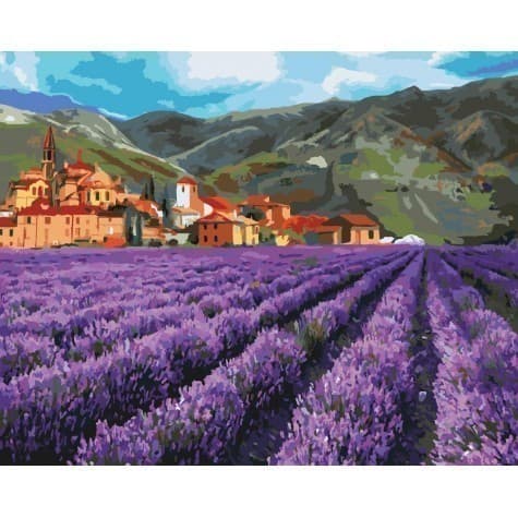 Набір для розпису по номерах. Сільський пейзаж &amp;quot;Гірська лаванда&amp;quot; 40*50см, фото - 1