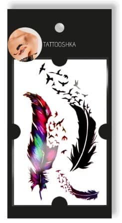 Тимчасові тату 9*18 см «2 пера», фото - 2