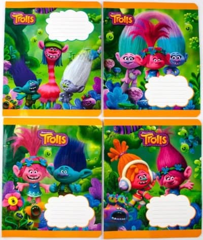 Комплект зошитів скоба 12 арк., клітинка Серія Тролли (25 шт в комплекті), фото - 1