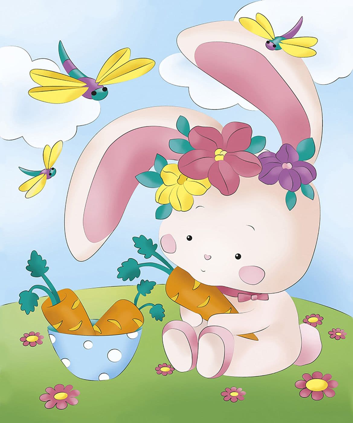 Розпис по полотну Зайченятко на галявині 25*30см, фото - 1