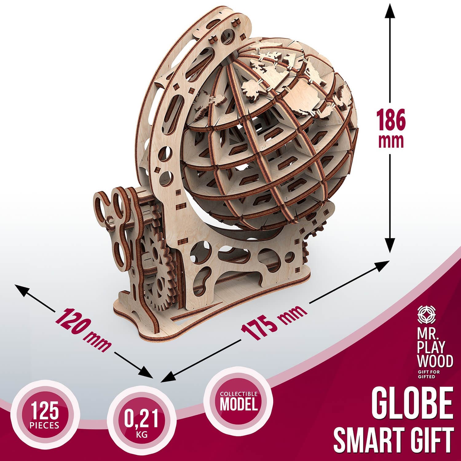 Конструктор Mr.Playwood Глобус S 3D, фото - 2