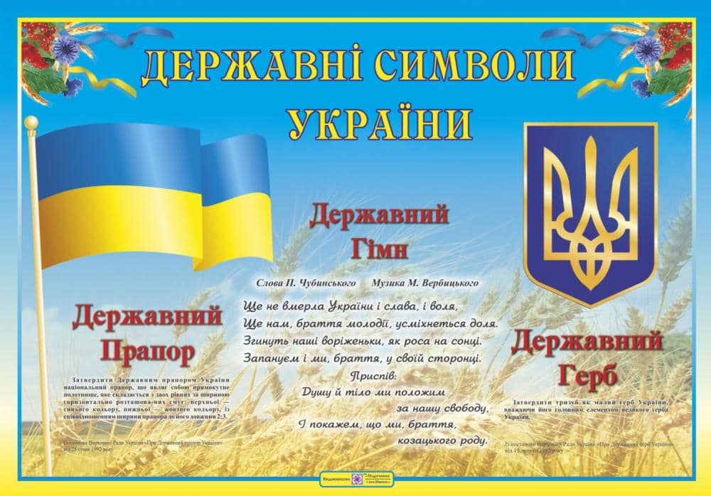 Плакат "Державні символи України" (загальний). формат В2 Плакат "Державні символи України" (загальний). формат В2