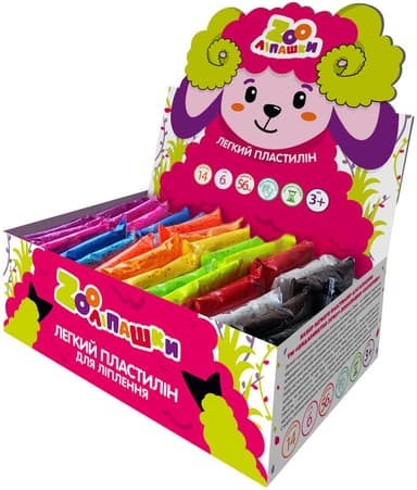 Пластилін легкий ZOOліпашки шоу-бокс Баранчик 6г/14кол/56ст Пластилін легкий ZOOліпашки шоу-бокс Баранчик 6г/14кол/56ст