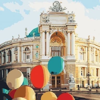 Набір для розпису по номерах. Міський пейзаж "Перлина біля моря" 40*40см Набір для розпису по номерах. Міський пейзаж "Перлина біля моря" 40*40см