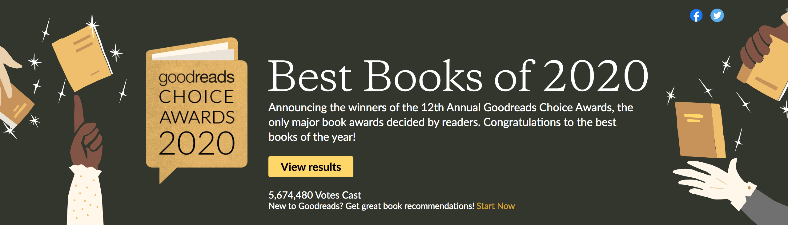 Портал Goodreads оголосив переможців у щорічному рейтингу «Вибір Goodreads – 2020» Портал Goodreads оголосив переможців у щорічному рейтингу «Вибір Goodreads – 2020»