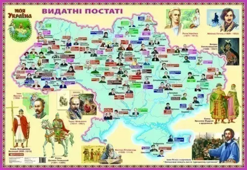 Карта "Видатні постаті". Моя Україна на планках.