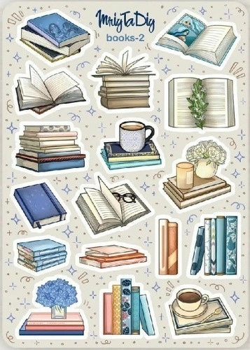 Стікер лист з наклейками "BOOKS-2"